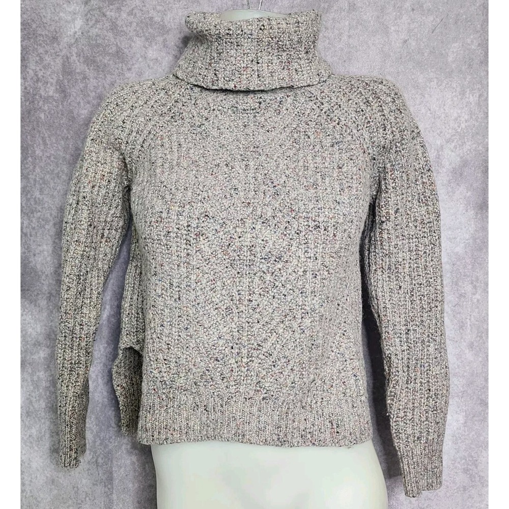 MADEWELL Womens Chunky Ribbed Turtleneck Sweater Size Small Colorfleck Silk Wool